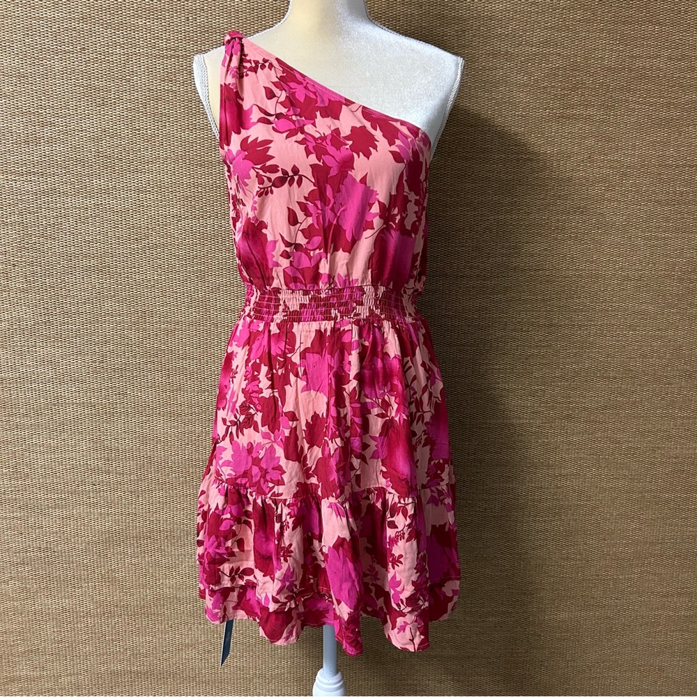 Cupshe Dress Women’s Medium Pink & Red Tropical Leaf Print NWT